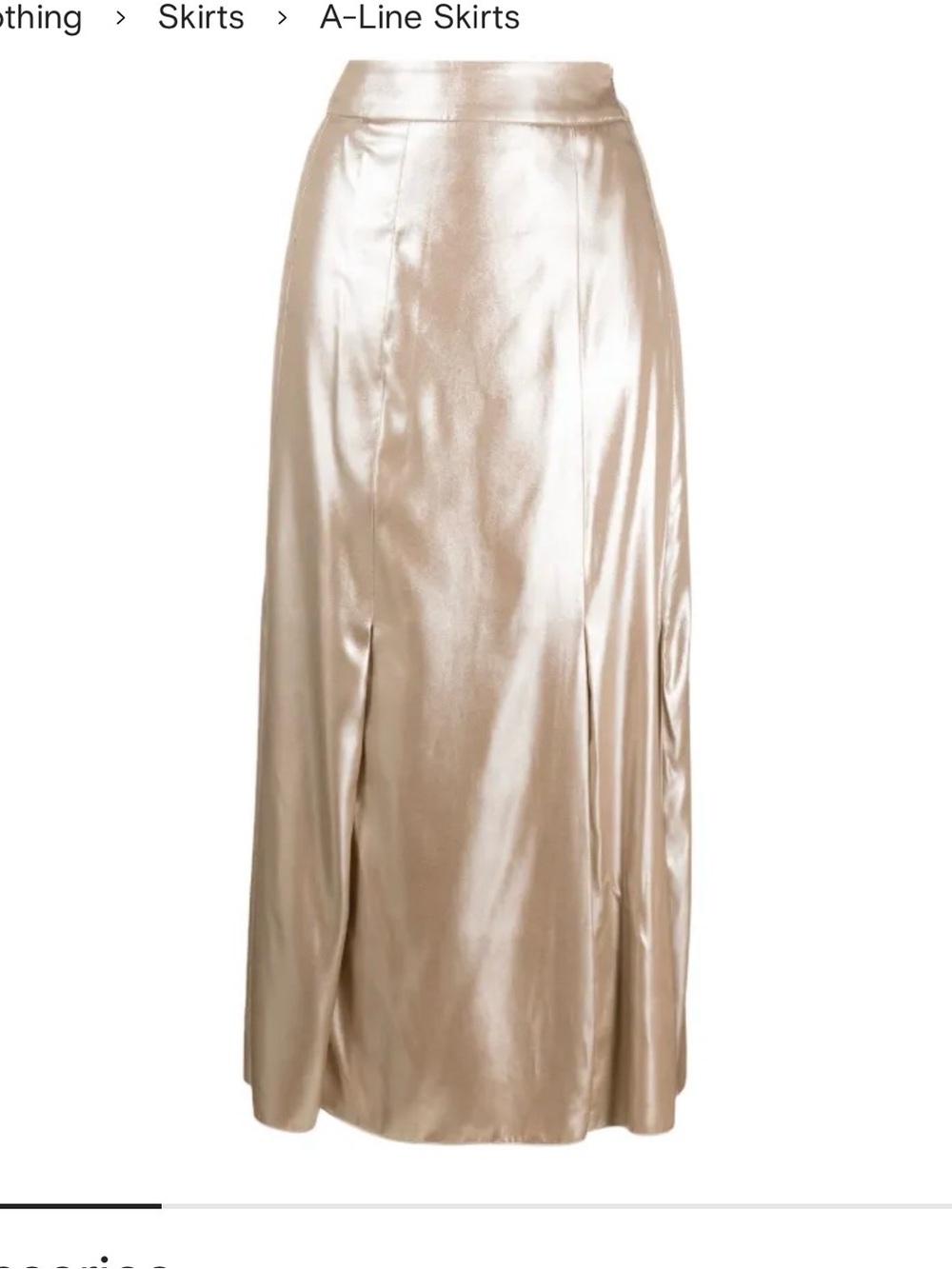 NWOT Peserico Champagne Laminated Twill Midi Skirt with slit detail
